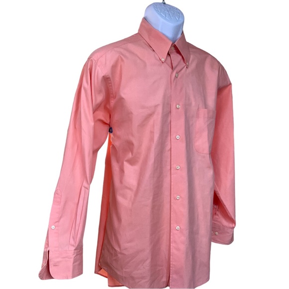 Sz L 16.5 IZOD Silky Poplin Long Sleeve Button Down Shirt - Picture 3 of 5